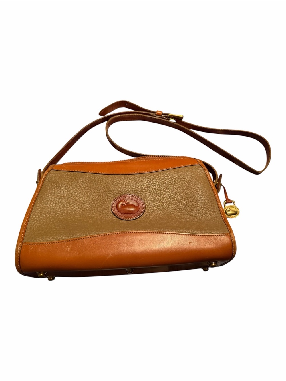 Dooney & Bourke Tan and Brown Leather Crossbody Bag